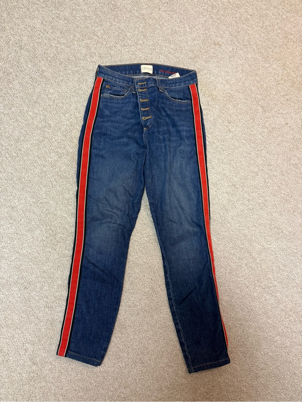 Alice and Olivia pinstripe ankle length straight jeans